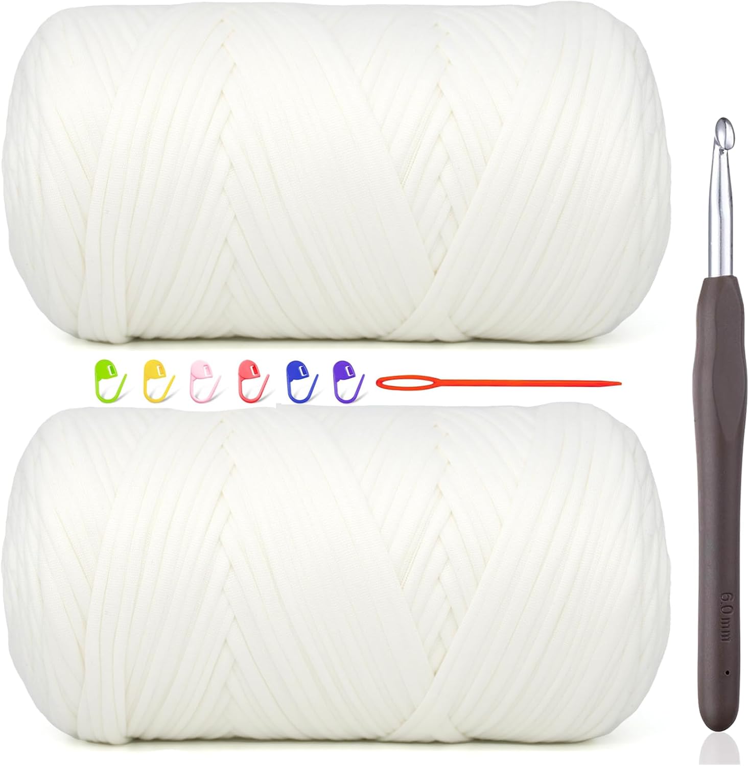 2 * 400G Tshirt Yarn for Crocheting,Light Khaki T Shirt Chunky Elastic Fabric Thick T-Shirt Crochet Yarn for Beginners Crocheting Hand Knitting Bag/Basket/Coasters/DIY Crafts/Home Decor