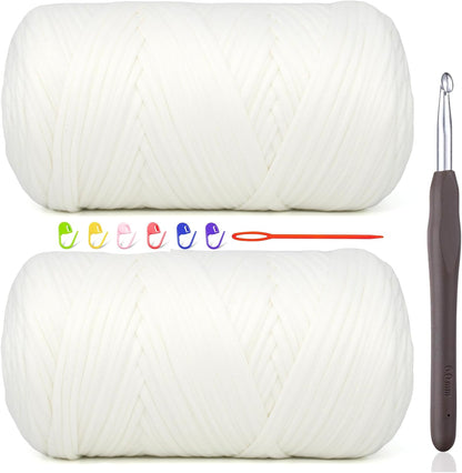 2 * 400G Tshirt Yarn for Crocheting,Light Khaki T Shirt Chunky Elastic Fabric Thick T-Shirt Crochet Yarn for Beginners Crocheting Hand Knitting Bag/Basket/Coasters/DIY Crafts/Home Decor