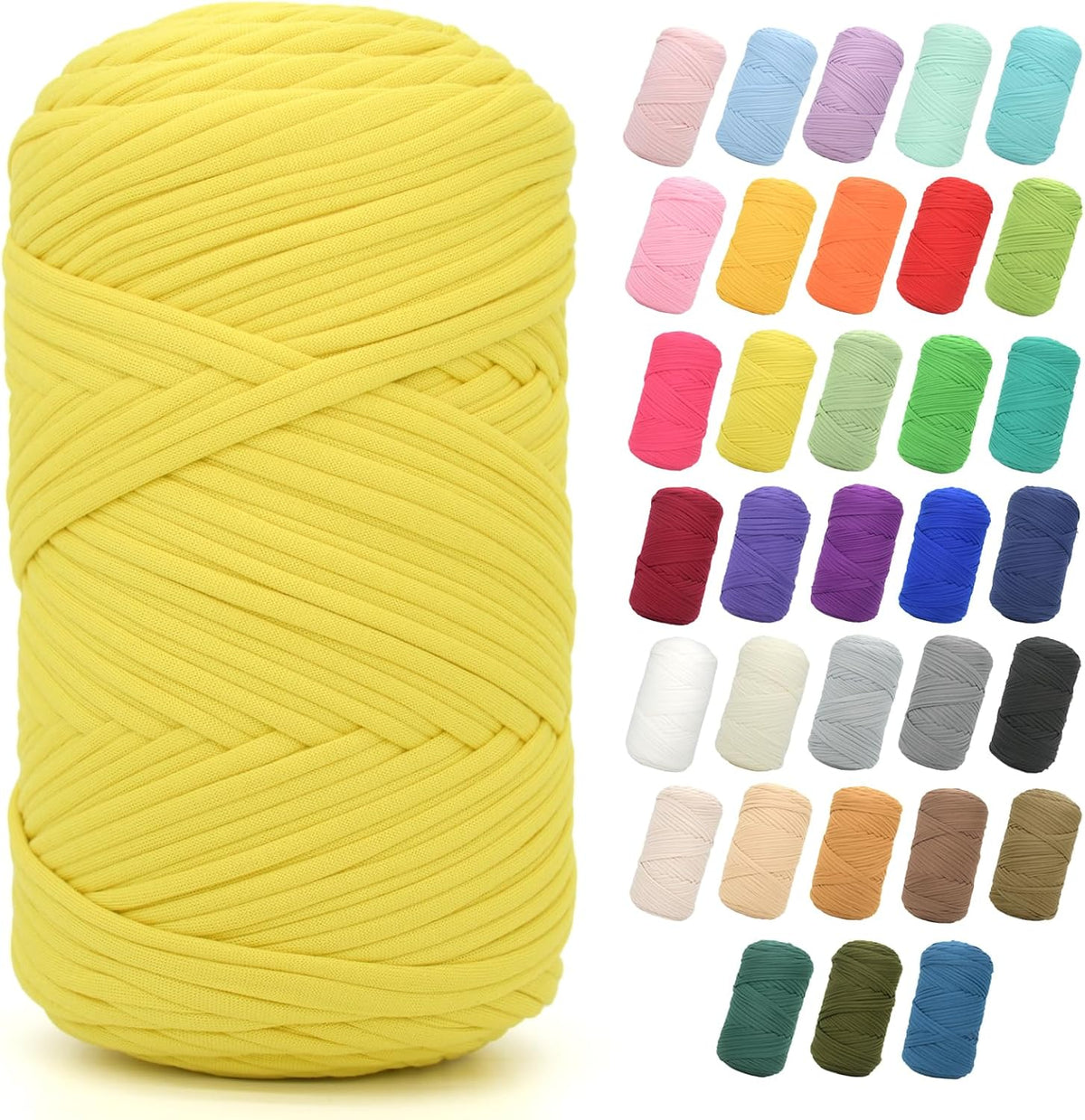 2 * 400G Tshirt Yarn for Crocheting,Light Khaki T Shirt Chunky Elastic Fabric Thick T-Shirt Crochet Yarn for Beginners Crocheting Hand Knitting Bag/Basket/Coasters/DIY Crafts/Home Decor