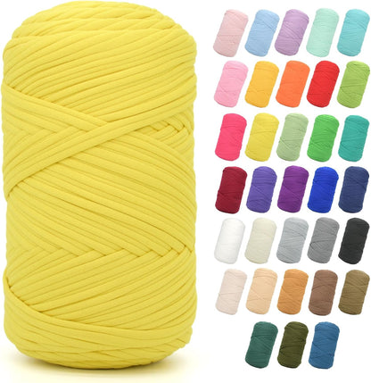2 * 400G Tshirt Yarn for Crocheting,Light Khaki T Shirt Chunky Elastic Fabric Thick T-Shirt Crochet Yarn for Beginners Crocheting Hand Knitting Bag/Basket/Coasters/DIY Crafts/Home Decor