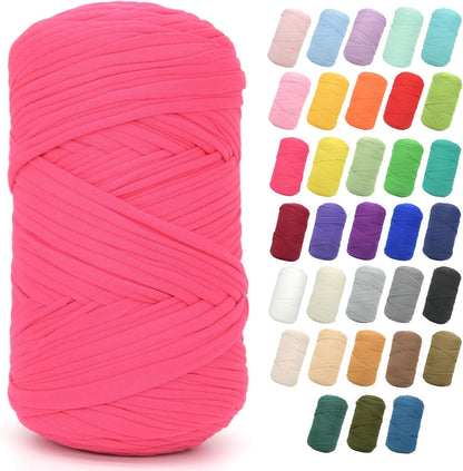 2 * 400G Tshirt Yarn for Crocheting,Light Khaki T Shirt Chunky Elastic Fabric Thick T-Shirt Crochet Yarn for Beginners Crocheting Hand Knitting Bag/Basket/Coasters/DIY Crafts/Home Decor