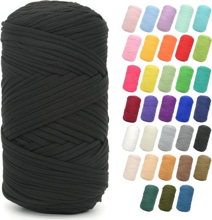 2 * 400G Tshirt Yarn for Crocheting,Light Khaki T Shirt Chunky Elastic Fabric Thick T-Shirt Crochet Yarn for Beginners Crocheting Hand Knitting Bag/Basket/Coasters/DIY Crafts/Home Decor