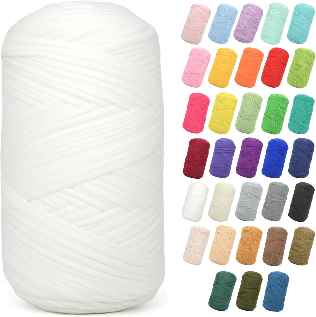 2 * 400G Tshirt Yarn for Crocheting,Light Khaki T Shirt Chunky Elastic Fabric Thick T-Shirt Crochet Yarn for Beginners Crocheting Hand Knitting Bag/Basket/Coasters/DIY Crafts/Home Decor