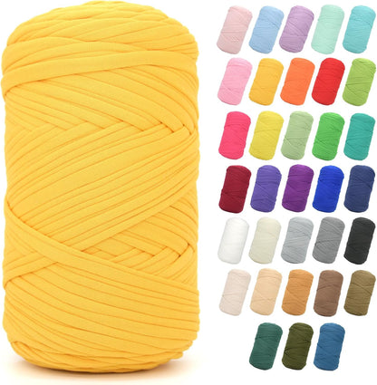 2 * 400G Tshirt Yarn for Crocheting,Light Khaki T Shirt Chunky Elastic Fabric Thick T-Shirt Crochet Yarn for Beginners Crocheting Hand Knitting Bag/Basket/Coasters/DIY Crafts/Home Decor