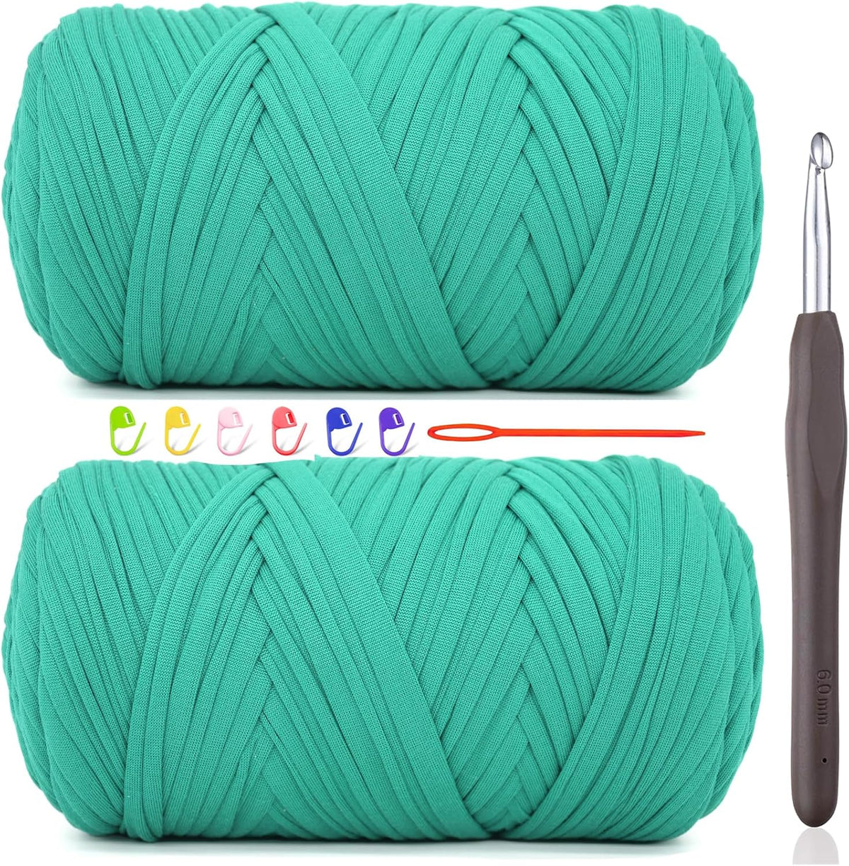 2 * 400G Tshirt Yarn for Crocheting,Light Khaki T Shirt Chunky Elastic Fabric Thick T-Shirt Crochet Yarn for Beginners Crocheting Hand Knitting Bag/Basket/Coasters/DIY Crafts/Home Decor