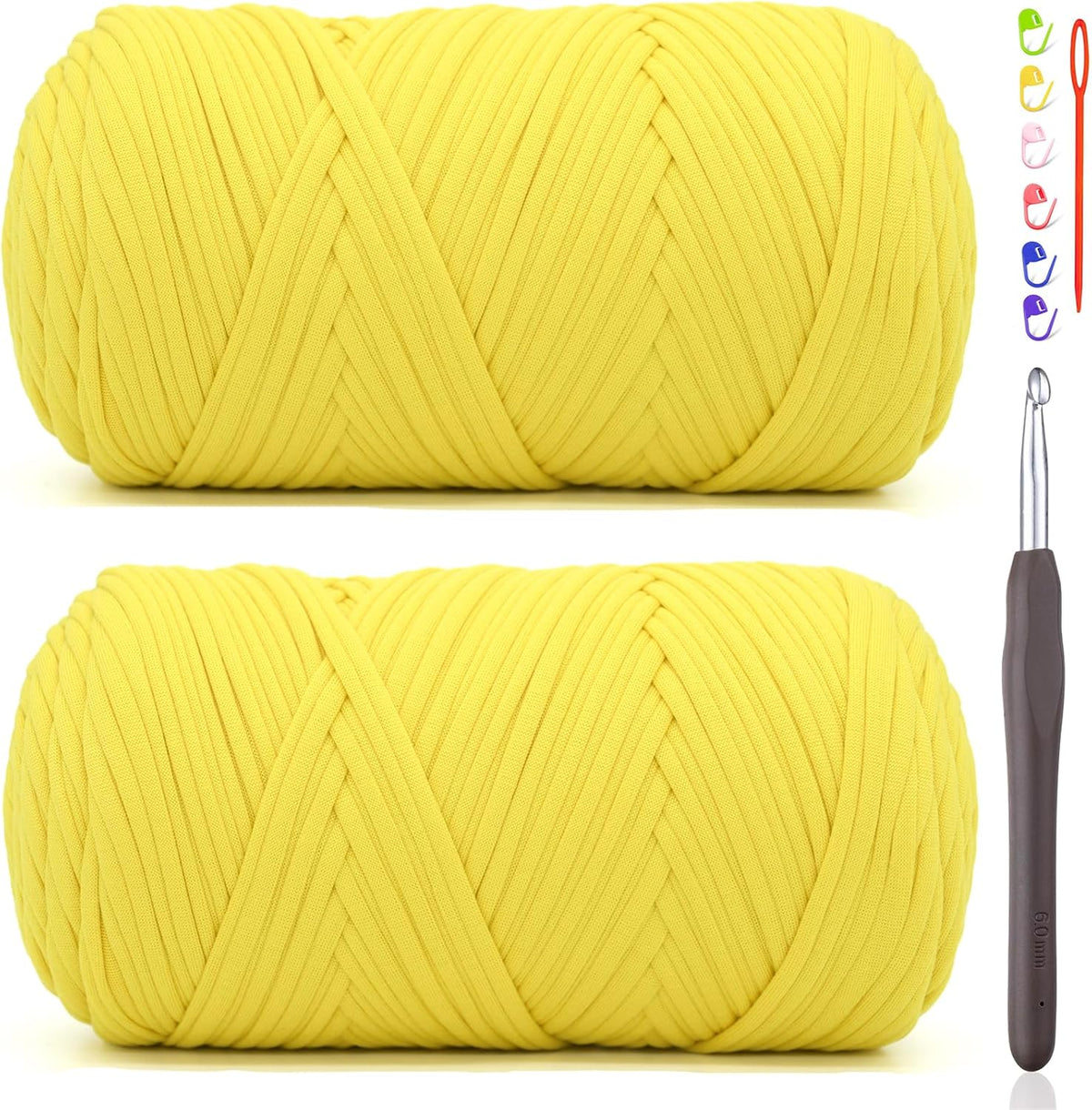 2 * 400G Tshirt Yarn for Crocheting,Light Khaki T Shirt Chunky Elastic Fabric Thick T-Shirt Crochet Yarn for Beginners Crocheting Hand Knitting Bag/Basket/Coasters/DIY Crafts/Home Decor