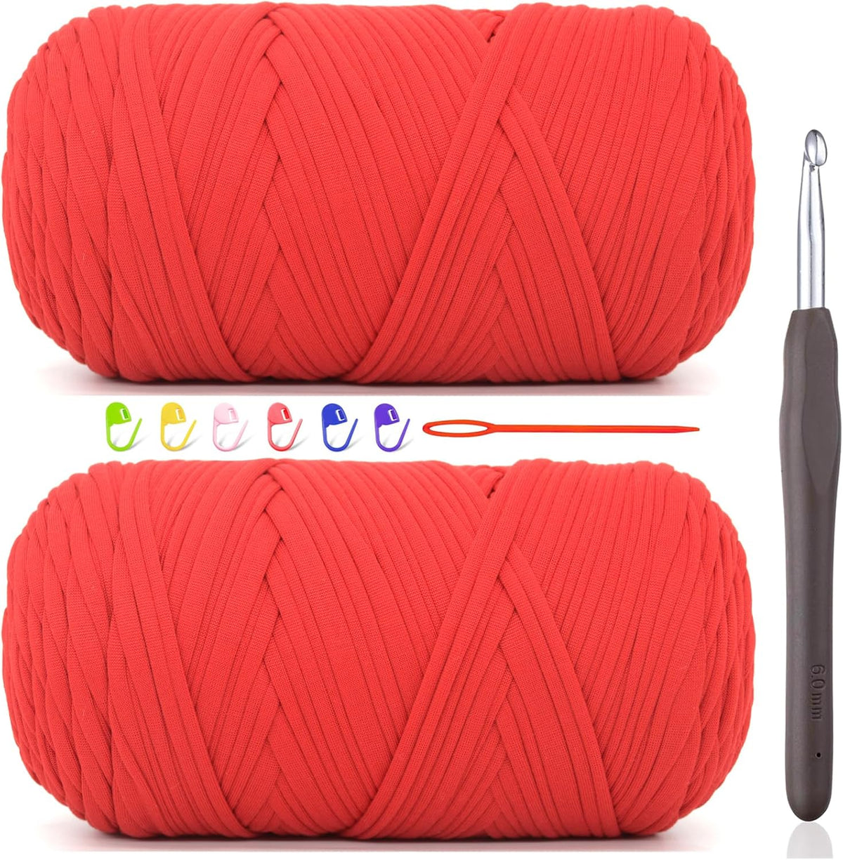 2 * 400G Tshirt Yarn for Crocheting,Light Khaki T Shirt Chunky Elastic Fabric Thick T-Shirt Crochet Yarn for Beginners Crocheting Hand Knitting Bag/Basket/Coasters/DIY Crafts/Home Decor