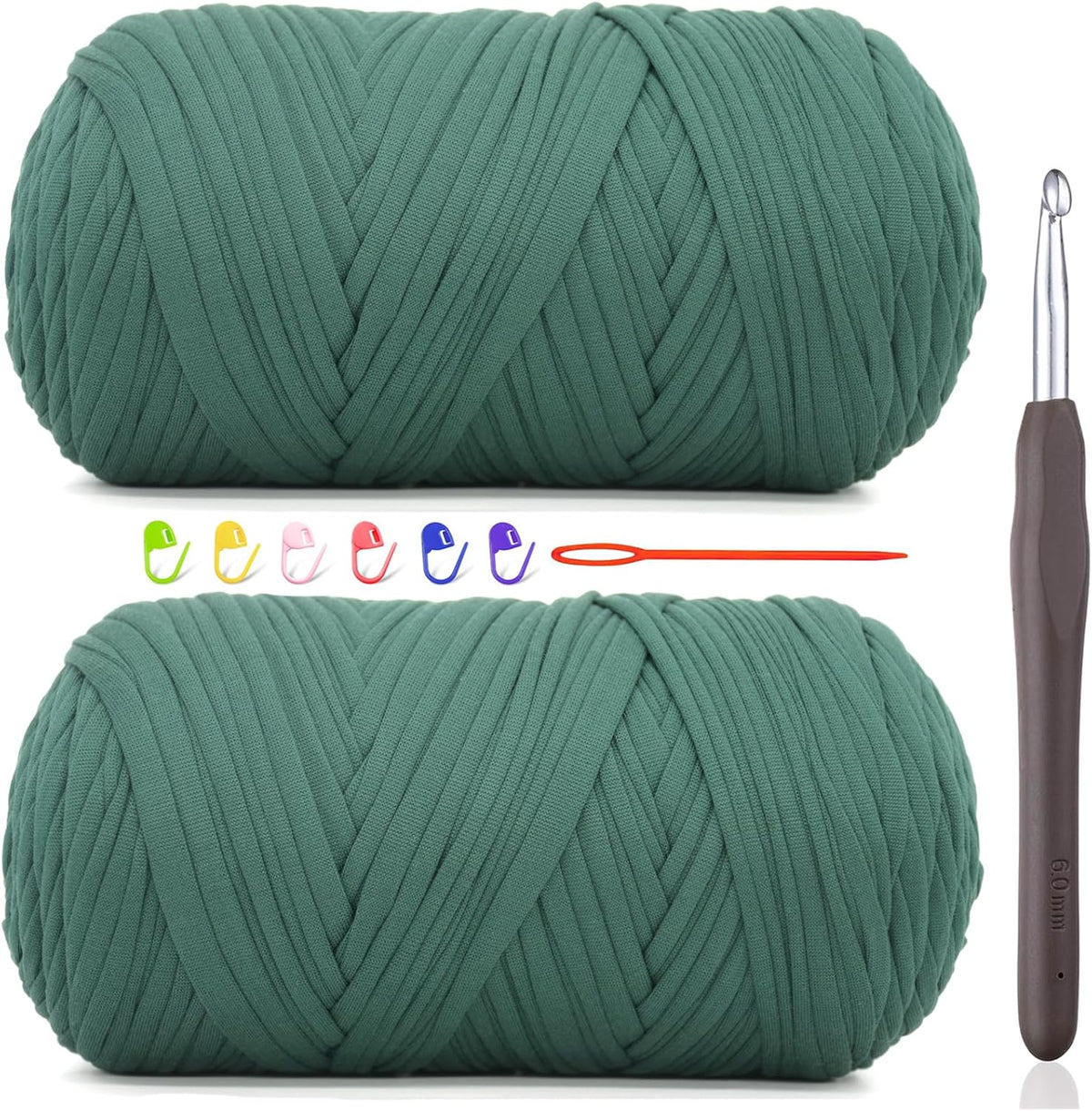 2 * 400G Tshirt Yarn for Crocheting,Light Khaki T Shirt Chunky Elastic Fabric Thick T-Shirt Crochet Yarn for Beginners Crocheting Hand Knitting Bag/Basket/Coasters/DIY Crafts/Home Decor