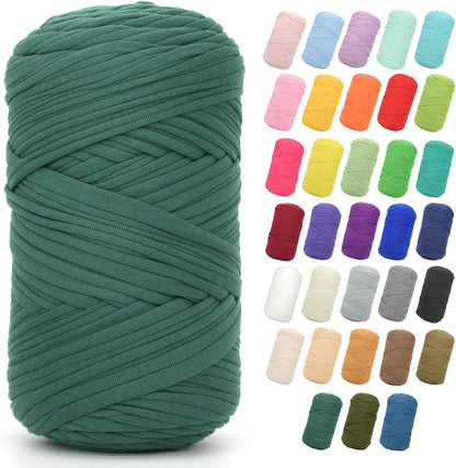 2 * 400G Tshirt Yarn for Crocheting,Light Khaki T Shirt Chunky Elastic Fabric Thick T-Shirt Crochet Yarn for Beginners Crocheting Hand Knitting Bag/Basket/Coasters/DIY Crafts/Home Decor