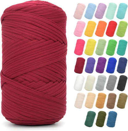 2 * 400G Tshirt Yarn for Crocheting,Light Khaki T Shirt Chunky Elastic Fabric Thick T-Shirt Crochet Yarn for Beginners Crocheting Hand Knitting Bag/Basket/Coasters/DIY Crafts/Home Decor