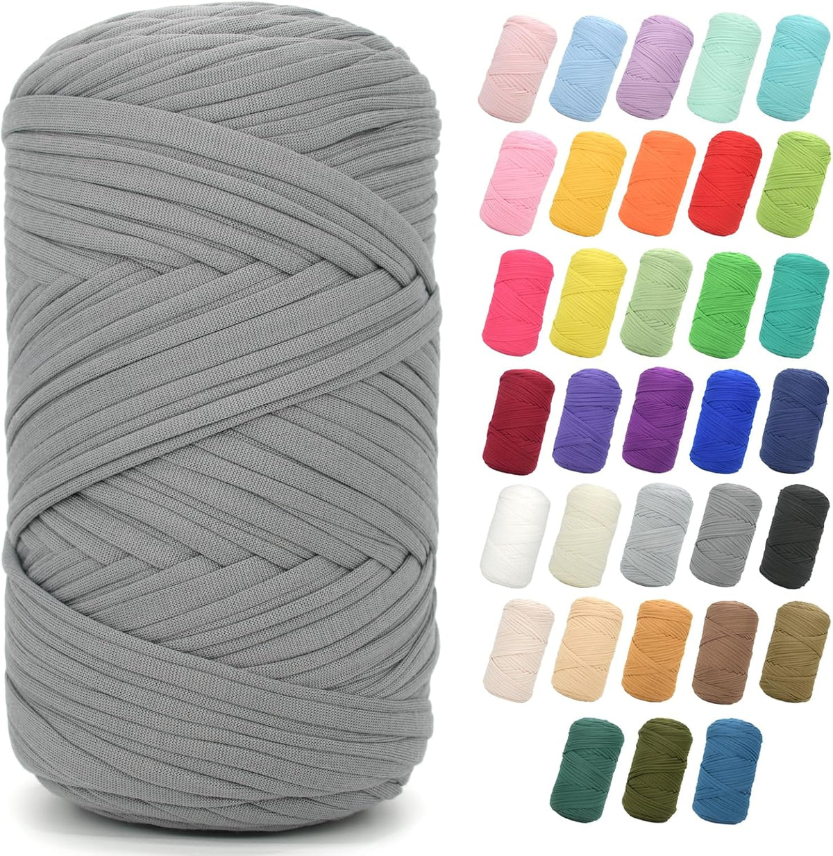 2 * 400G Tshirt Yarn for Crocheting,Light Khaki T Shirt Chunky Elastic Fabric Thick T-Shirt Crochet Yarn for Beginners Crocheting Hand Knitting Bag/Basket/Coasters/DIY Crafts/Home Decor