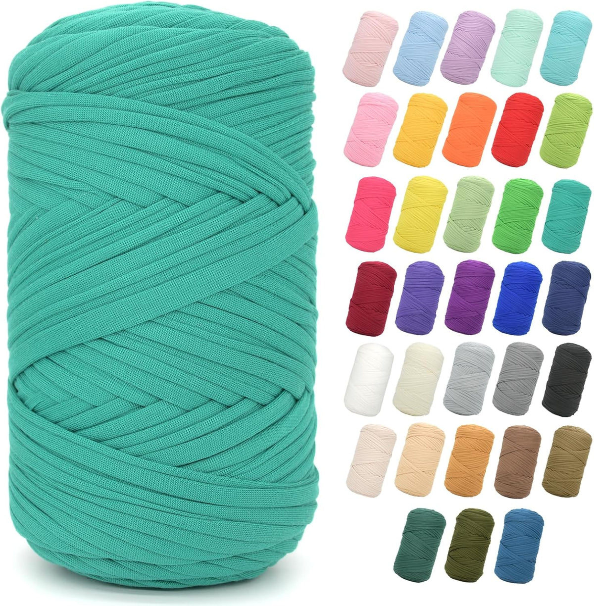2 * 400G Tshirt Yarn for Crocheting,Light Khaki T Shirt Chunky Elastic Fabric Thick T-Shirt Crochet Yarn for Beginners Crocheting Hand Knitting Bag/Basket/Coasters/DIY Crafts/Home Decor