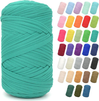 2 * 400G Tshirt Yarn for Crocheting,Light Khaki T Shirt Chunky Elastic Fabric Thick T-Shirt Crochet Yarn for Beginners Crocheting Hand Knitting Bag/Basket/Coasters/DIY Crafts/Home Decor