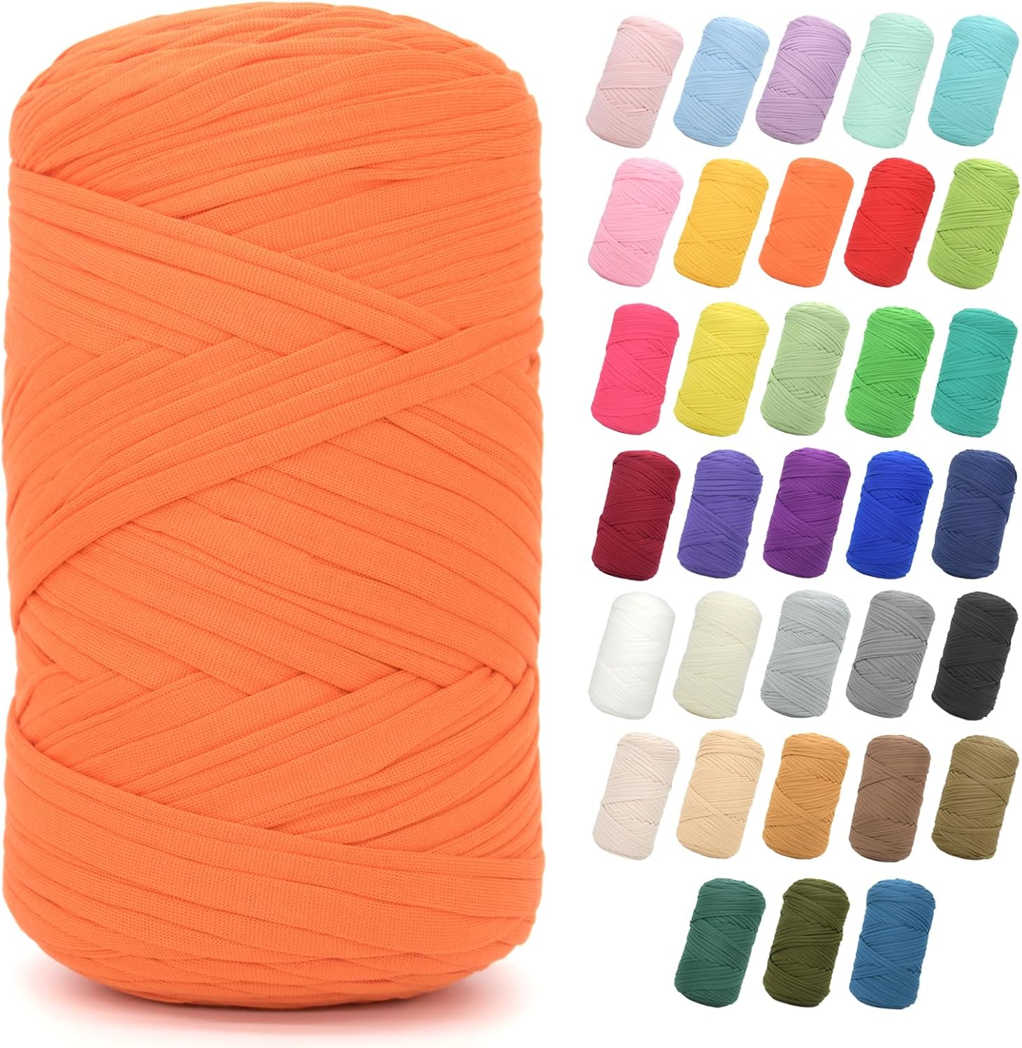 2 * 400G Tshirt Yarn for Crocheting,Light Khaki T Shirt Chunky Elastic Fabric Thick T-Shirt Crochet Yarn for Beginners Crocheting Hand Knitting Bag/Basket/Coasters/DIY Crafts/Home Decor