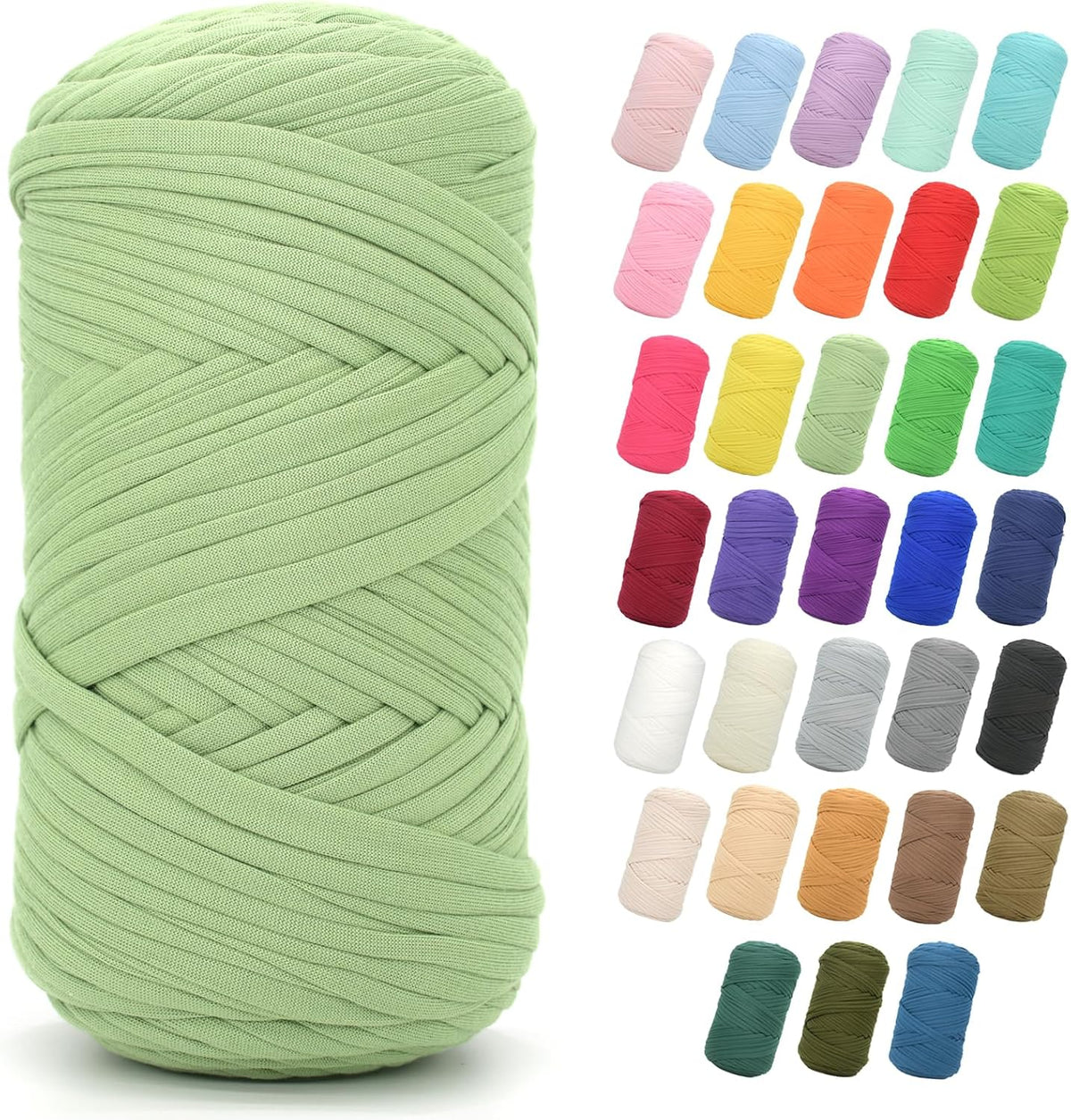 2 * 400G Tshirt Yarn for Crocheting,Light Khaki T Shirt Chunky Elastic Fabric Thick T-Shirt Crochet Yarn for Beginners Crocheting Hand Knitting Bag/Basket/Coasters/DIY Crafts/Home Decor