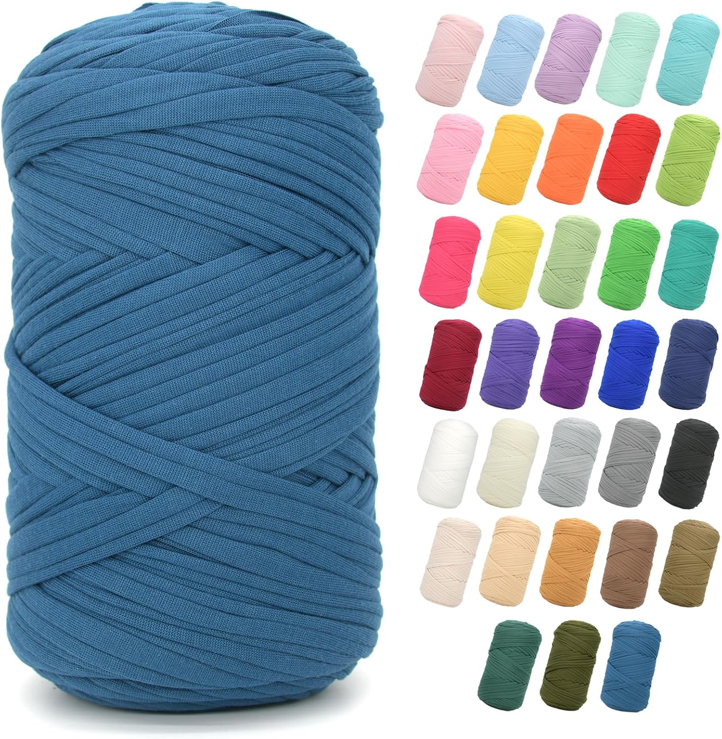 2 * 400G Tshirt Yarn for Crocheting,Light Khaki T Shirt Chunky Elastic Fabric Thick T-Shirt Crochet Yarn for Beginners Crocheting Hand Knitting Bag/Basket/Coasters/DIY Crafts/Home Decor