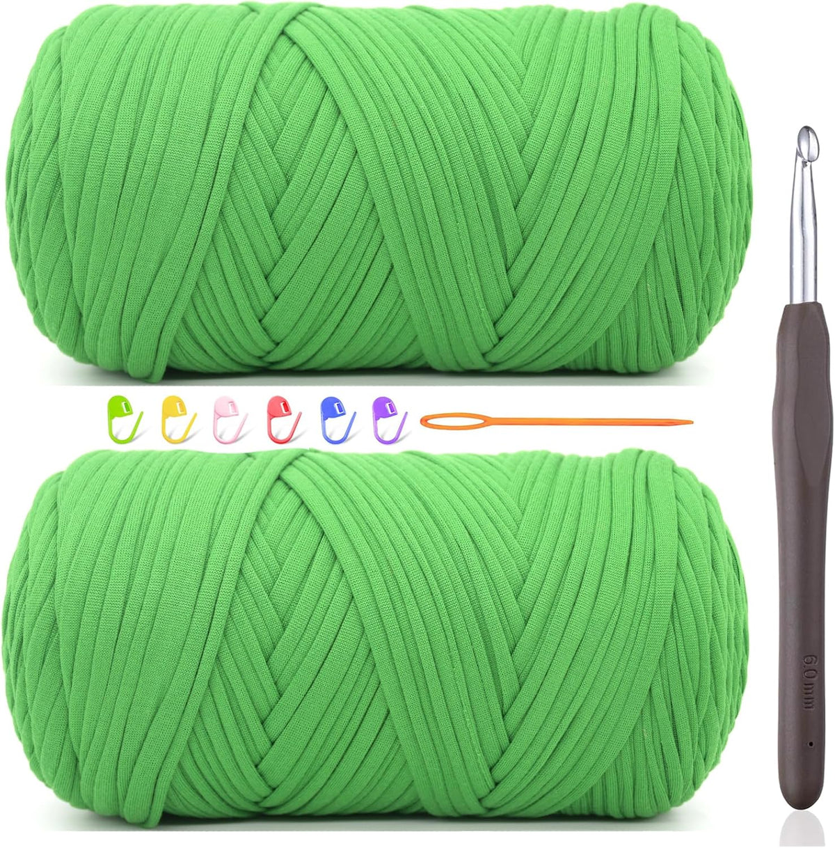 2 * 400G Tshirt Yarn for Crocheting,Light Khaki T Shirt Chunky Elastic Fabric Thick T-Shirt Crochet Yarn for Beginners Crocheting Hand Knitting Bag/Basket/Coasters/DIY Crafts/Home Decor