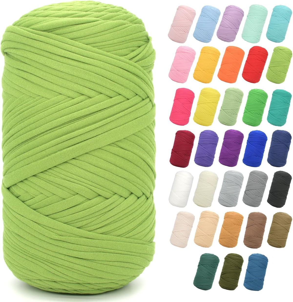 2 * 400G Tshirt Yarn for Crocheting,Light Khaki T Shirt Chunky Elastic Fabric Thick T-Shirt Crochet Yarn for Beginners Crocheting Hand Knitting Bag/Basket/Coasters/DIY Crafts/Home Decor