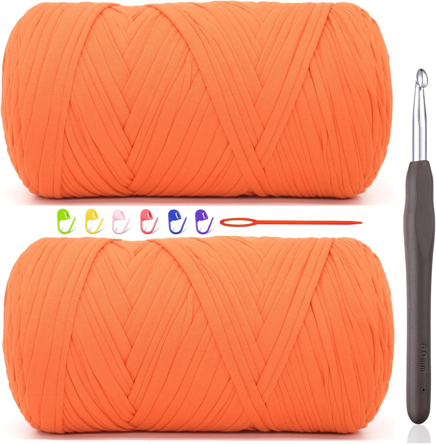 2 * 400G Tshirt Yarn for Crocheting,Light Khaki T Shirt Chunky Elastic Fabric Thick T-Shirt Crochet Yarn for Beginners Crocheting Hand Knitting Bag/Basket/Coasters/DIY Crafts/Home Decor