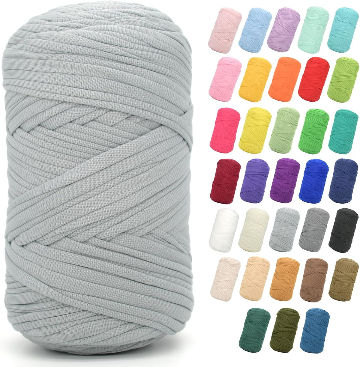2 * 400G Tshirt Yarn for Crocheting,Light Khaki T Shirt Chunky Elastic Fabric Thick T-Shirt Crochet Yarn for Beginners Crocheting Hand Knitting Bag/Basket/Coasters/DIY Crafts/Home Decor