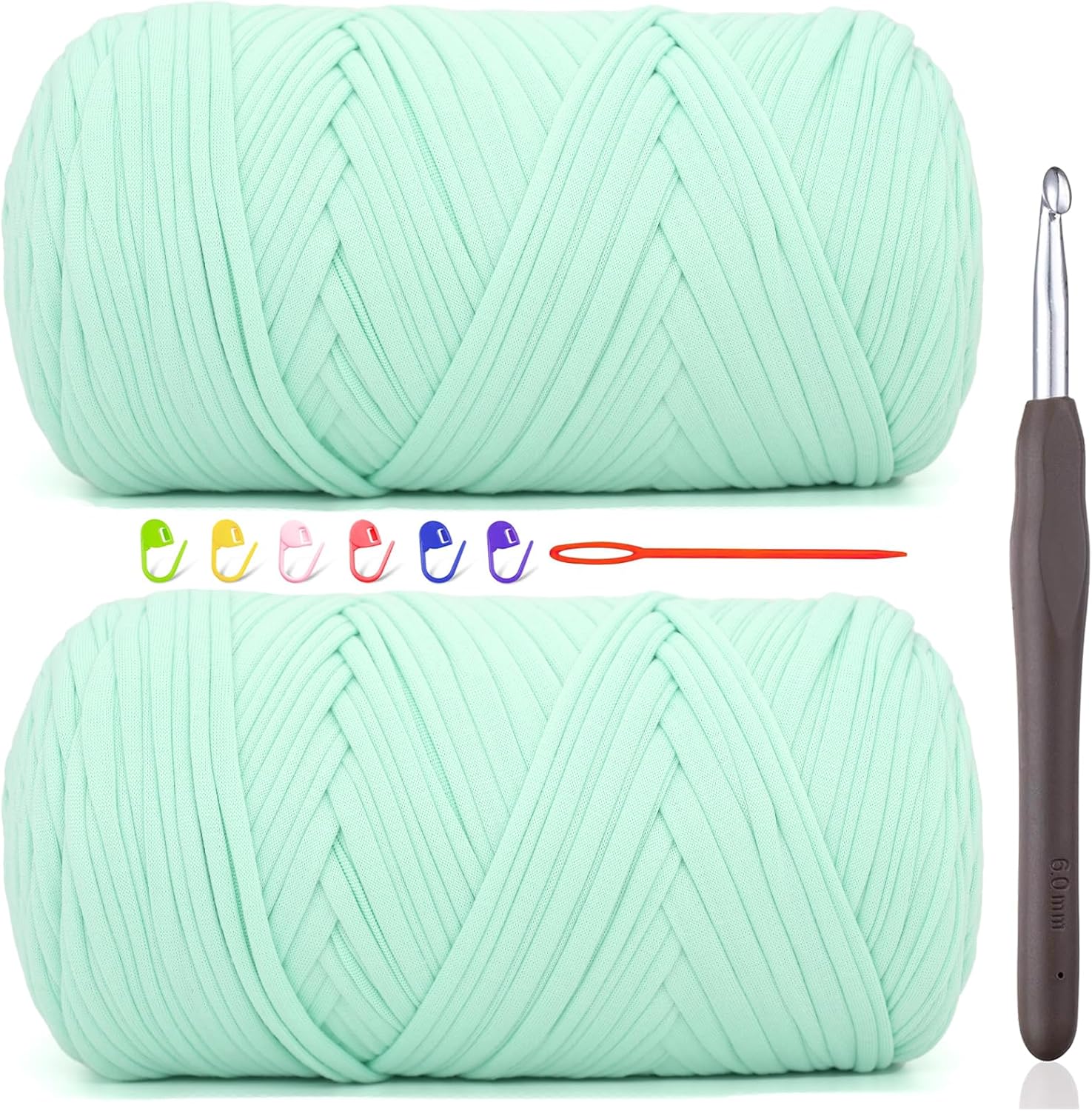 2 * 400G Tshirt Yarn for Crocheting,Light Khaki T Shirt Chunky Elastic Fabric Thick T-Shirt Crochet Yarn for Beginners Crocheting Hand Knitting Bag/Basket/Coasters/DIY Crafts/Home Decor