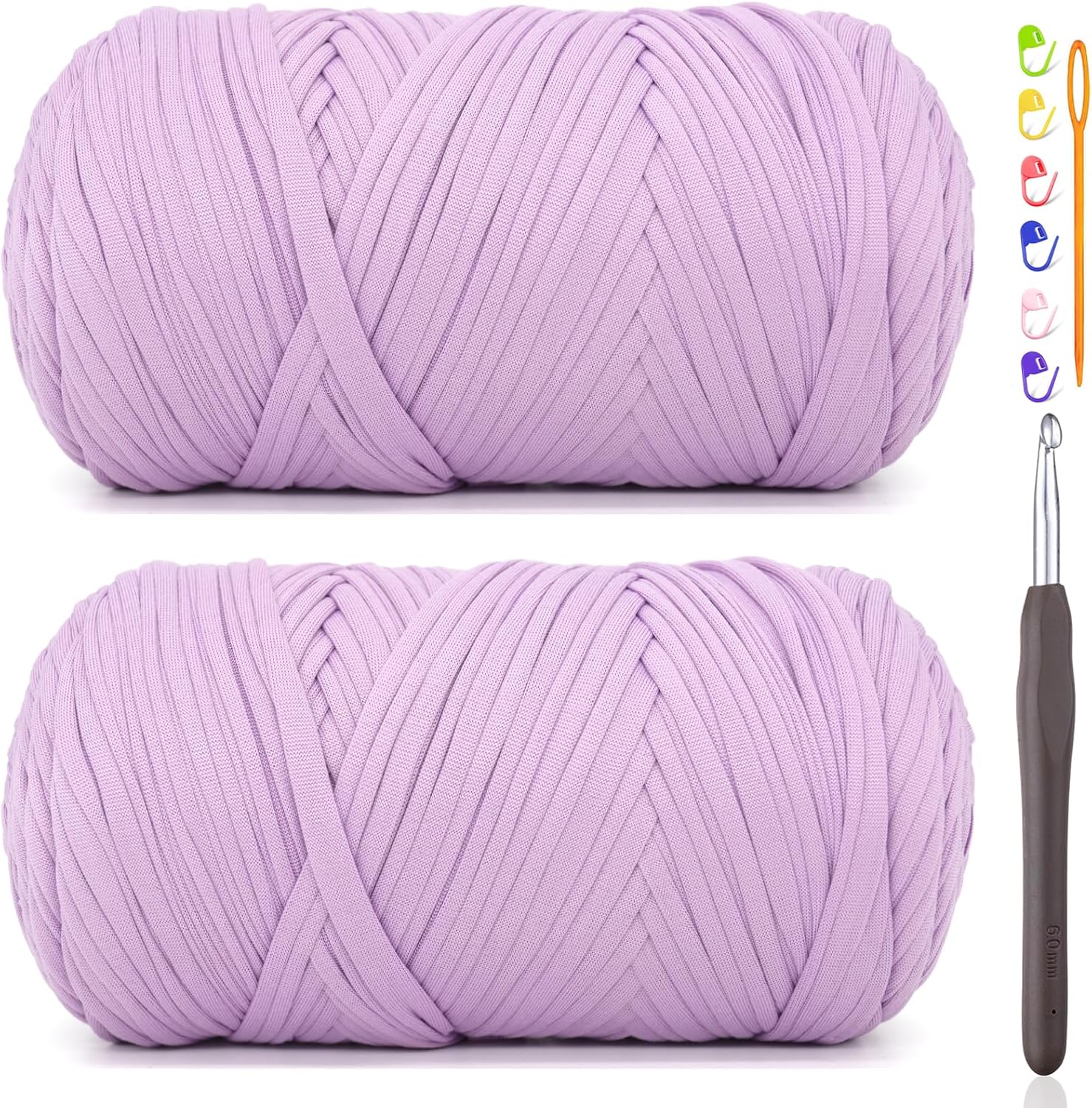 2 * 400G Tshirt Yarn for Crocheting,Light Khaki T Shirt Chunky Elastic Fabric Thick T-Shirt Crochet Yarn for Beginners Crocheting Hand Knitting Bag/Basket/Coasters/DIY Crafts/Home Decor