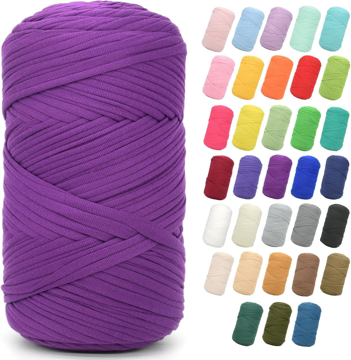 2 * 400G Tshirt Yarn for Crocheting,Light Khaki T Shirt Chunky Elastic Fabric Thick T-Shirt Crochet Yarn for Beginners Crocheting Hand Knitting Bag/Basket/Coasters/DIY Crafts/Home Decor