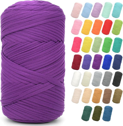 2 * 400G Tshirt Yarn for Crocheting,Light Khaki T Shirt Chunky Elastic Fabric Thick T-Shirt Crochet Yarn for Beginners Crocheting Hand Knitting Bag/Basket/Coasters/DIY Crafts/Home Decor