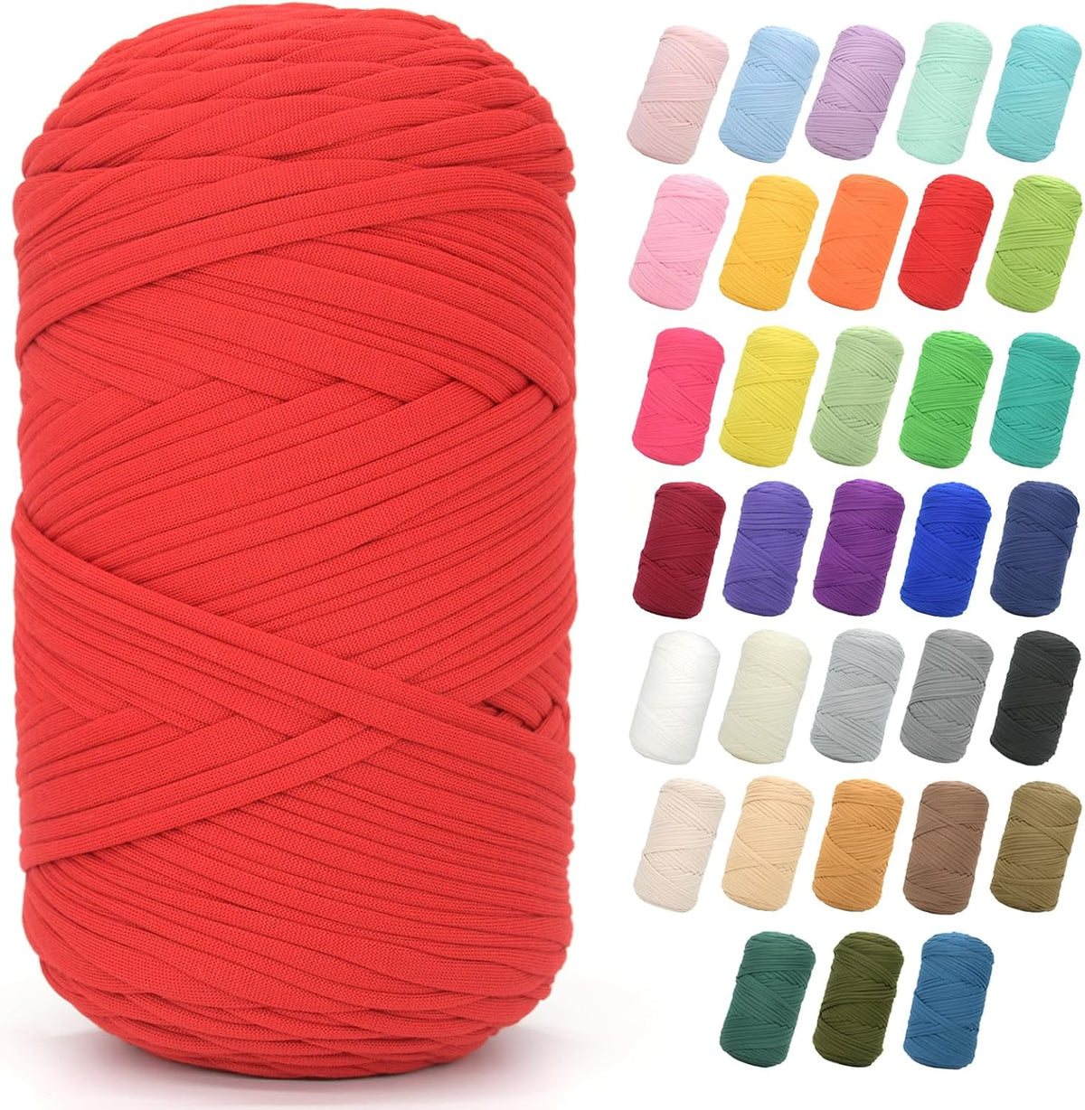 2 * 400G Tshirt Yarn for Crocheting,Light Khaki T Shirt Chunky Elastic Fabric Thick T-Shirt Crochet Yarn for Beginners Crocheting Hand Knitting Bag/Basket/Coasters/DIY Crafts/Home Decor