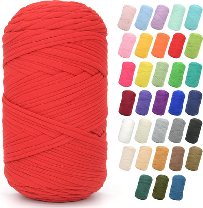 2 * 400G Tshirt Yarn for Crocheting,Light Khaki T Shirt Chunky Elastic Fabric Thick T-Shirt Crochet Yarn for Beginners Crocheting Hand Knitting Bag/Basket/Coasters/DIY Crafts/Home Decor