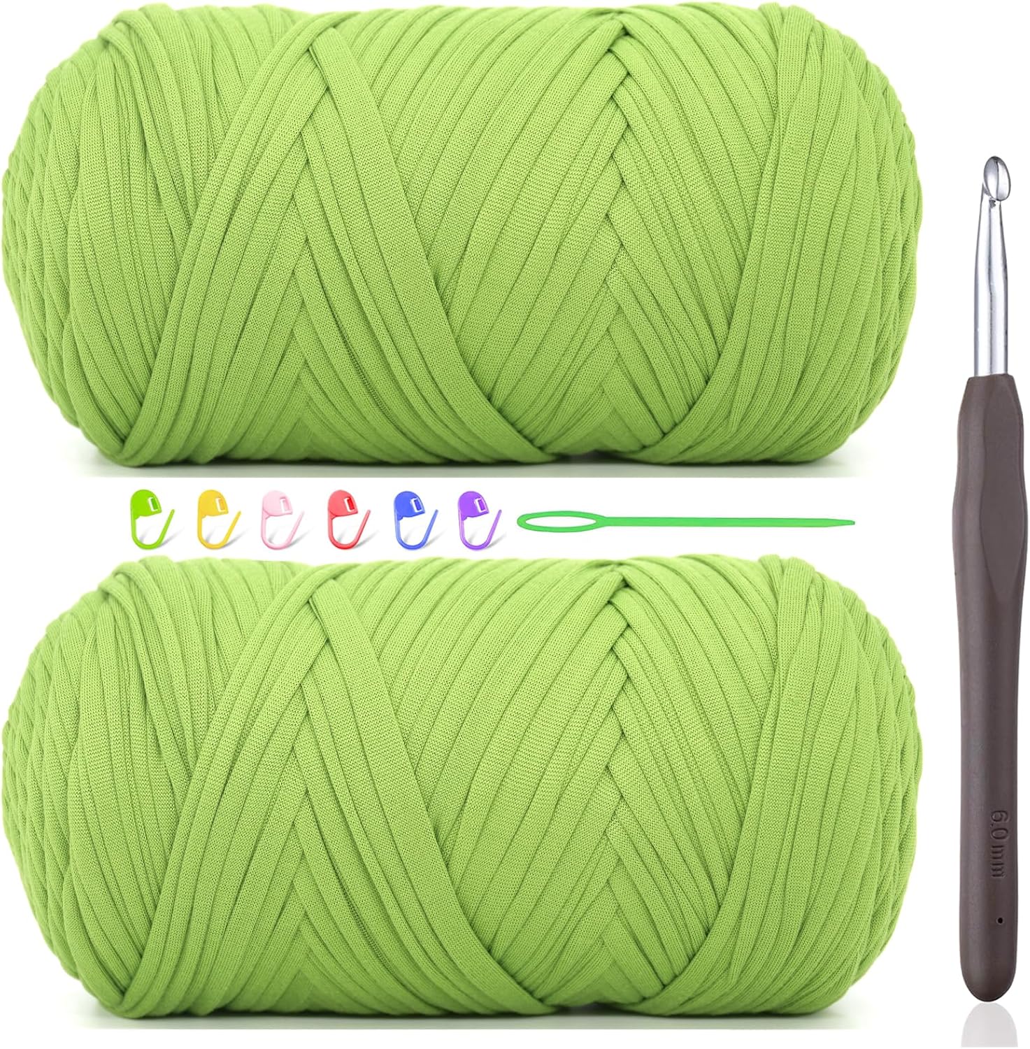 2 * 400G Tshirt Yarn for Crocheting,Light Khaki T Shirt Chunky Elastic Fabric Thick T-Shirt Crochet Yarn for Beginners Crocheting Hand Knitting Bag/Basket/Coasters/DIY Crafts/Home Decor