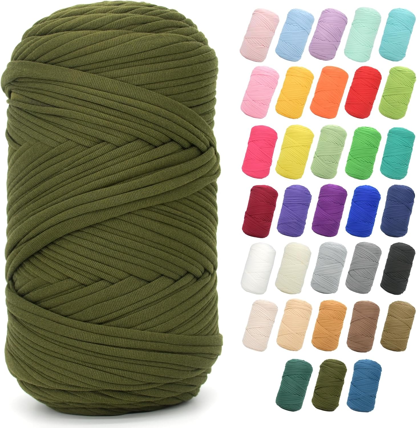 2 * 400G Tshirt Yarn for Crocheting,Light Khaki T Shirt Chunky Elastic Fabric Thick T-Shirt Crochet Yarn for Beginners Crocheting Hand Knitting Bag/Basket/Coasters/DIY Crafts/Home Decor