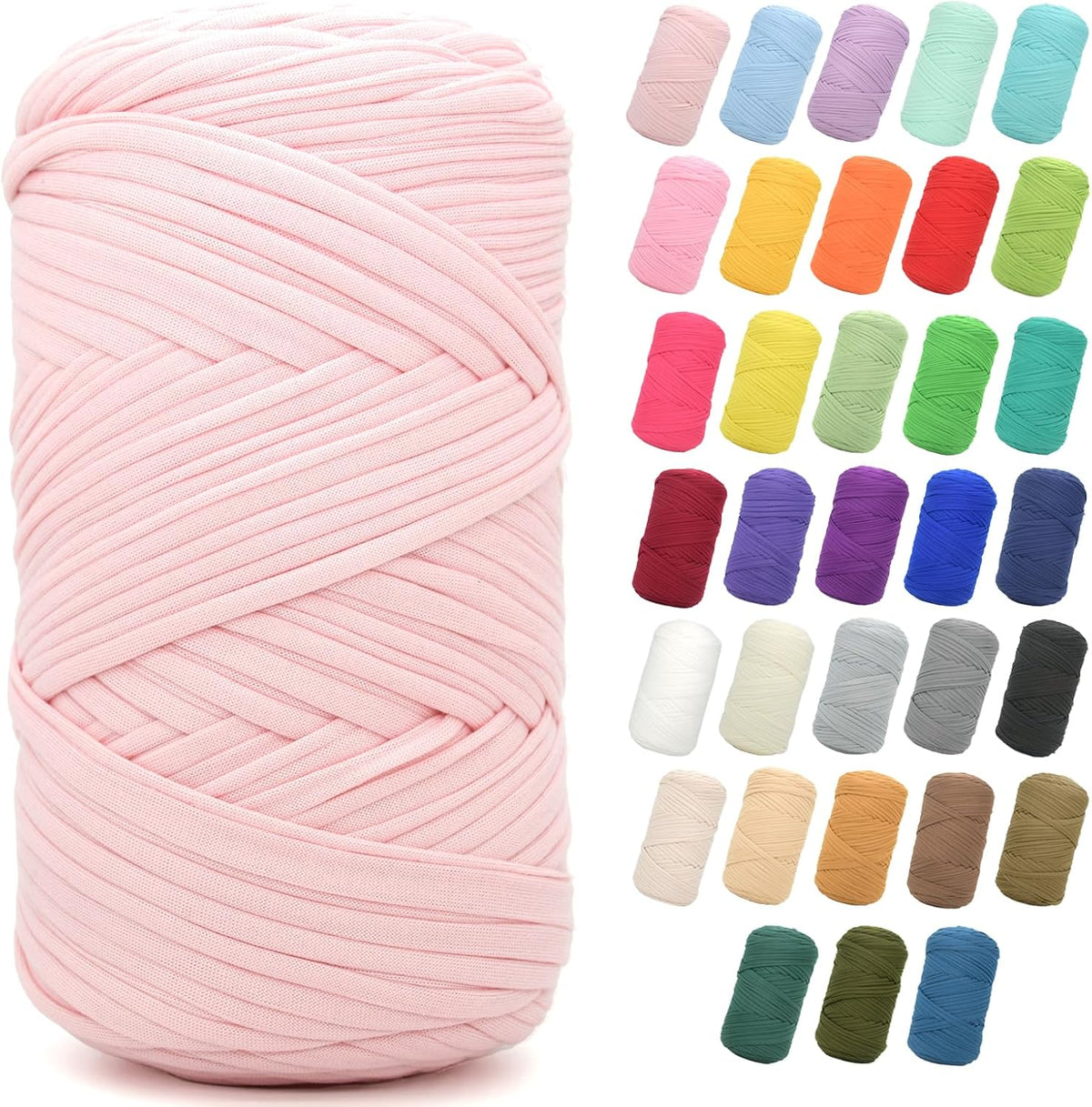 2 * 400G Tshirt Yarn for Crocheting,Light Khaki T Shirt Chunky Elastic Fabric Thick T-Shirt Crochet Yarn for Beginners Crocheting Hand Knitting Bag/Basket/Coasters/DIY Crafts/Home Decor