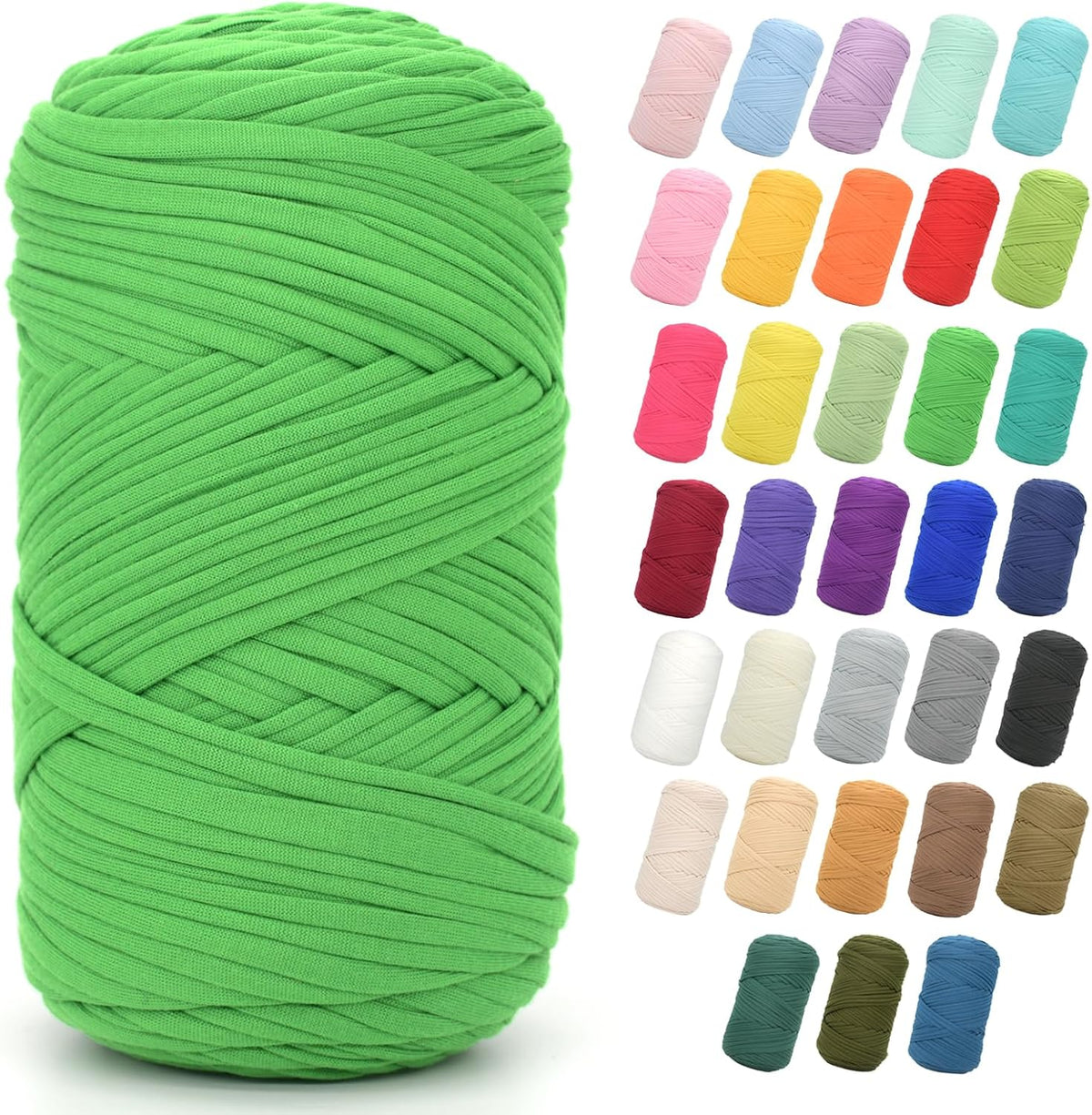2 * 400G Tshirt Yarn for Crocheting,Light Khaki T Shirt Chunky Elastic Fabric Thick T-Shirt Crochet Yarn for Beginners Crocheting Hand Knitting Bag/Basket/Coasters/DIY Crafts/Home Decor