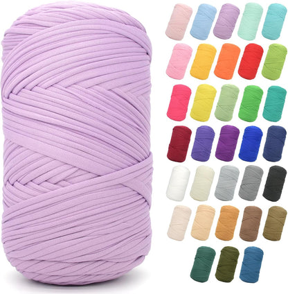 2 * 400G Tshirt Yarn for Crocheting,Light Khaki T Shirt Chunky Elastic Fabric Thick T-Shirt Crochet Yarn for Beginners Crocheting Hand Knitting Bag/Basket/Coasters/DIY Crafts/Home Decor