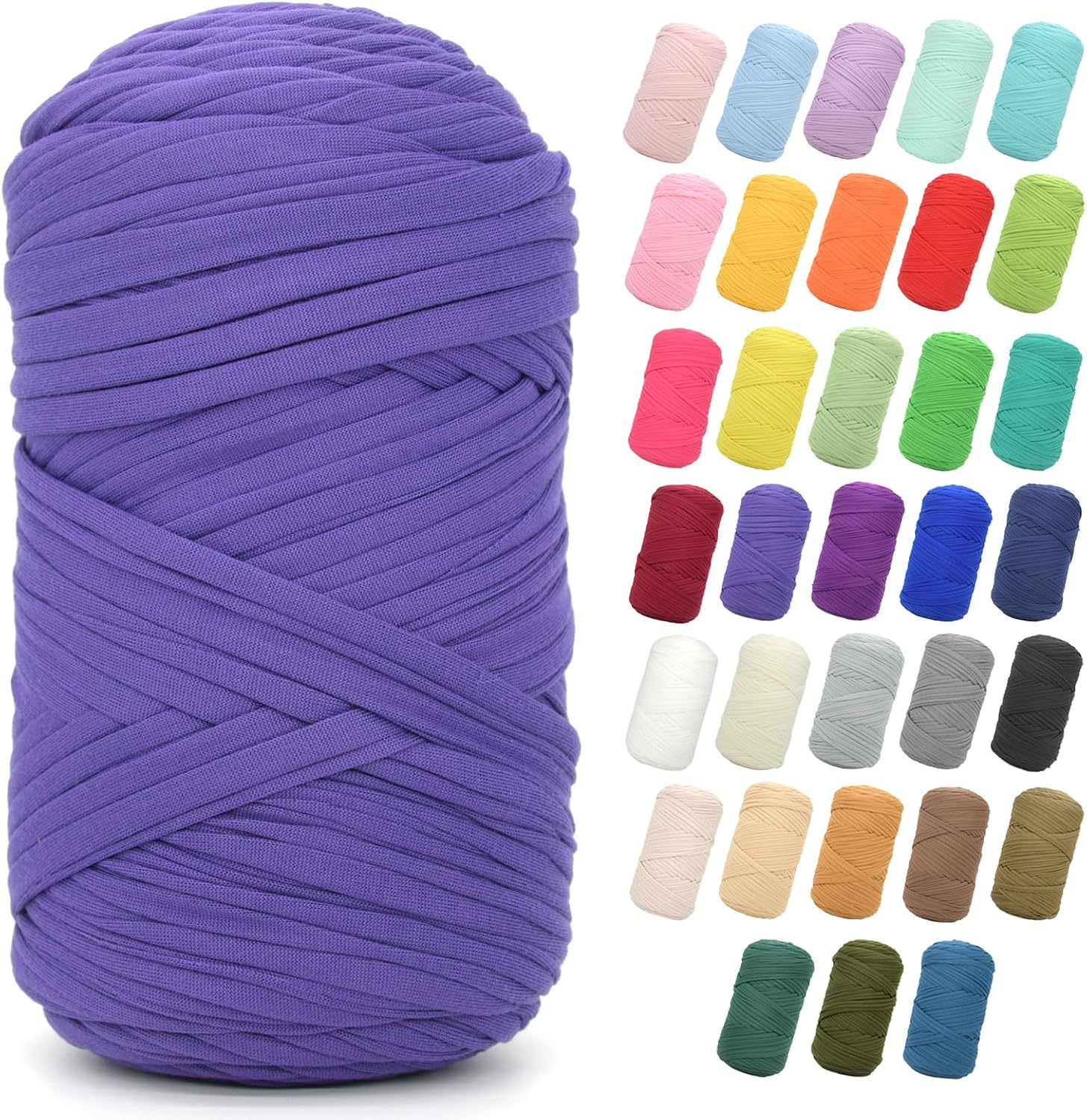 2 * 400G Tshirt Yarn for Crocheting,Light Khaki T Shirt Chunky Elastic Fabric Thick T-Shirt Crochet Yarn for Beginners Crocheting Hand Knitting Bag/Basket/Coasters/DIY Crafts/Home Decor