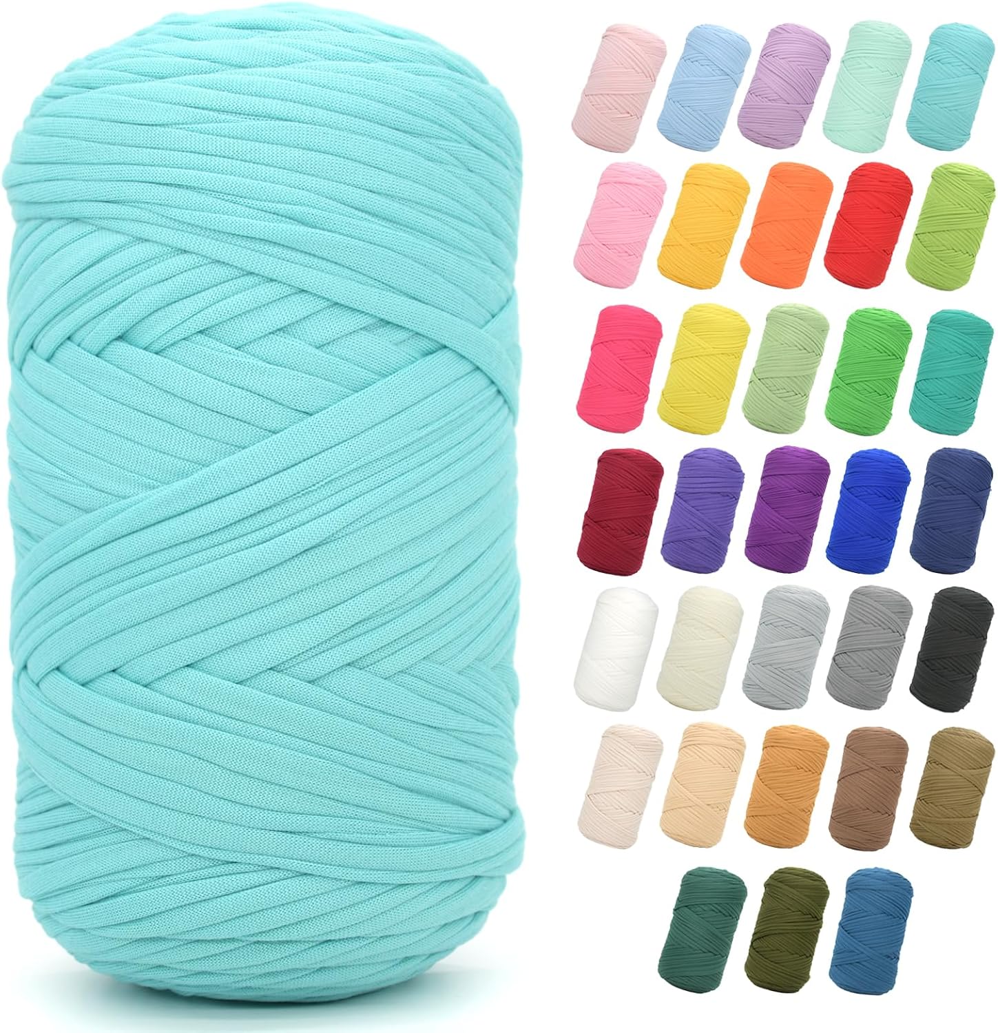 2 * 400G Tshirt Yarn for Crocheting,Light Khaki T Shirt Chunky Elastic Fabric Thick T-Shirt Crochet Yarn for Beginners Crocheting Hand Knitting Bag/Basket/Coasters/DIY Crafts/Home Decor