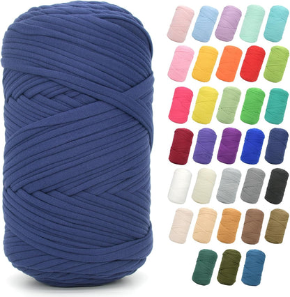 2 * 400G Tshirt Yarn for Crocheting,Light Khaki T Shirt Chunky Elastic Fabric Thick T-Shirt Crochet Yarn for Beginners Crocheting Hand Knitting Bag/Basket/Coasters/DIY Crafts/Home Decor