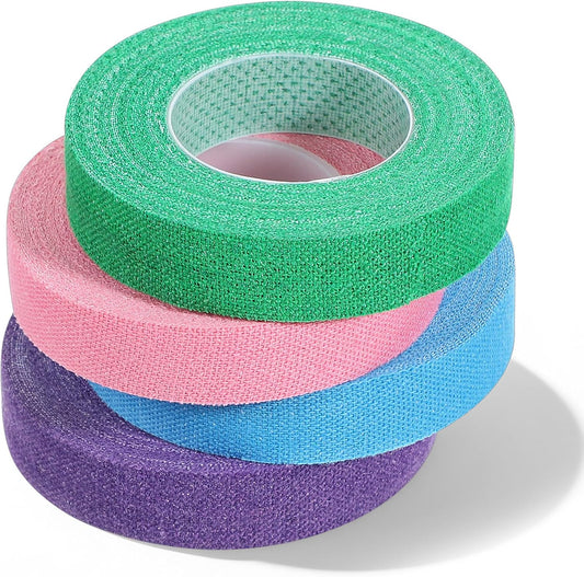Apojgitn 4PCS Thimble Tape - Adjustable Finger Protectors for Sewing, Hand Embroidery Quilting - Fabric Thimbles for Hand Sewing & Needle Puller, Moda Neon Notions & Supplies