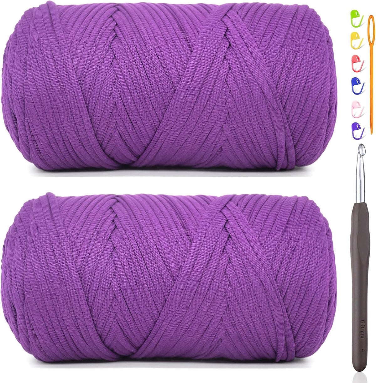 2 * 400G Tshirt Yarn for Crocheting,Light Khaki T Shirt Chunky Elastic Fabric Thick T-Shirt Crochet Yarn for Beginners Crocheting Hand Knitting Bag/Basket/Coasters/DIY Crafts/Home Decor
