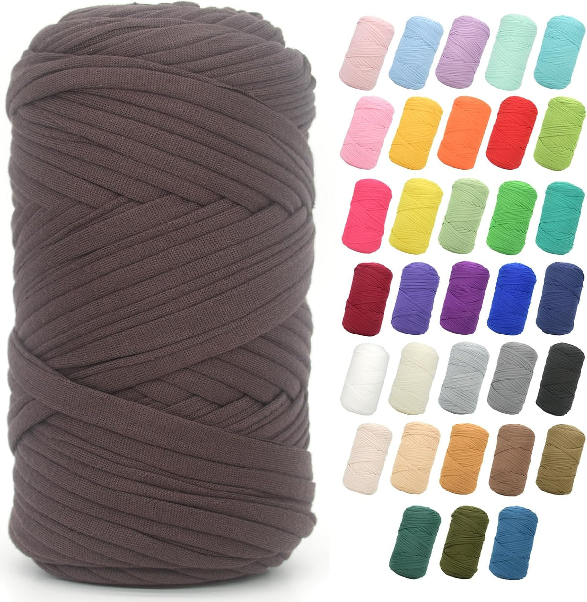 2 * 400G Tshirt Yarn for Crocheting,Light Khaki T Shirt Chunky Elastic Fabric Thick T-Shirt Crochet Yarn for Beginners Crocheting Hand Knitting Bag/Basket/Coasters/DIY Crafts/Home Decor