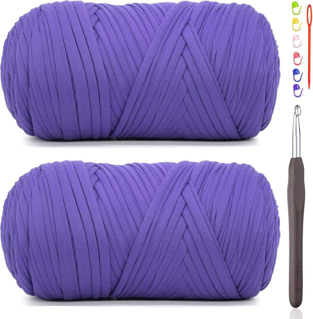 2 * 400G Tshirt Yarn for Crocheting,Light Khaki T Shirt Chunky Elastic Fabric Thick T-Shirt Crochet Yarn for Beginners Crocheting Hand Knitting Bag/Basket/Coasters/DIY Crafts/Home Decor
