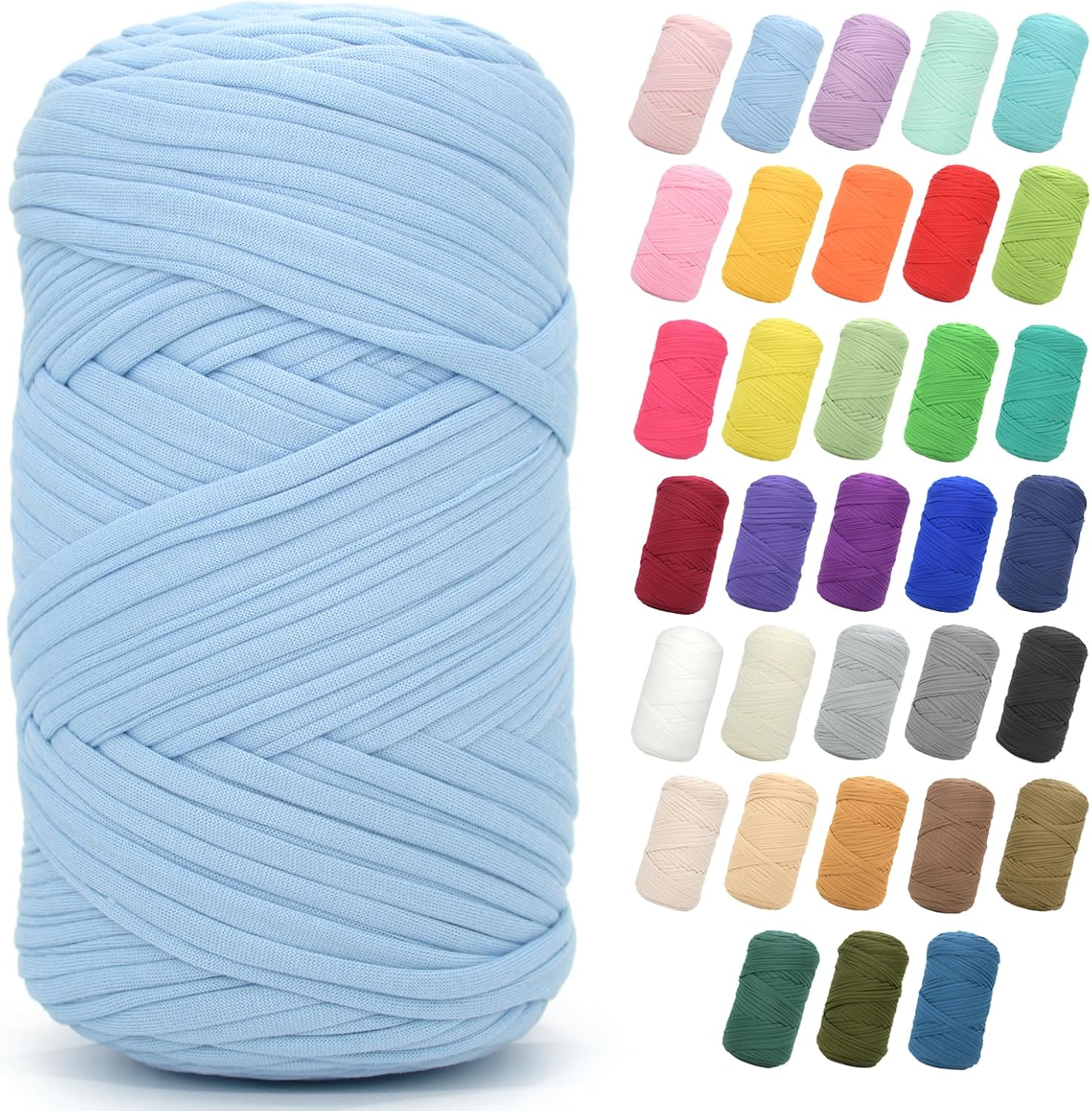 2 * 400G Tshirt Yarn for Crocheting,Light Khaki T Shirt Chunky Elastic Fabric Thick T-Shirt Crochet Yarn for Beginners Crocheting Hand Knitting Bag/Basket/Coasters/DIY Crafts/Home Decor