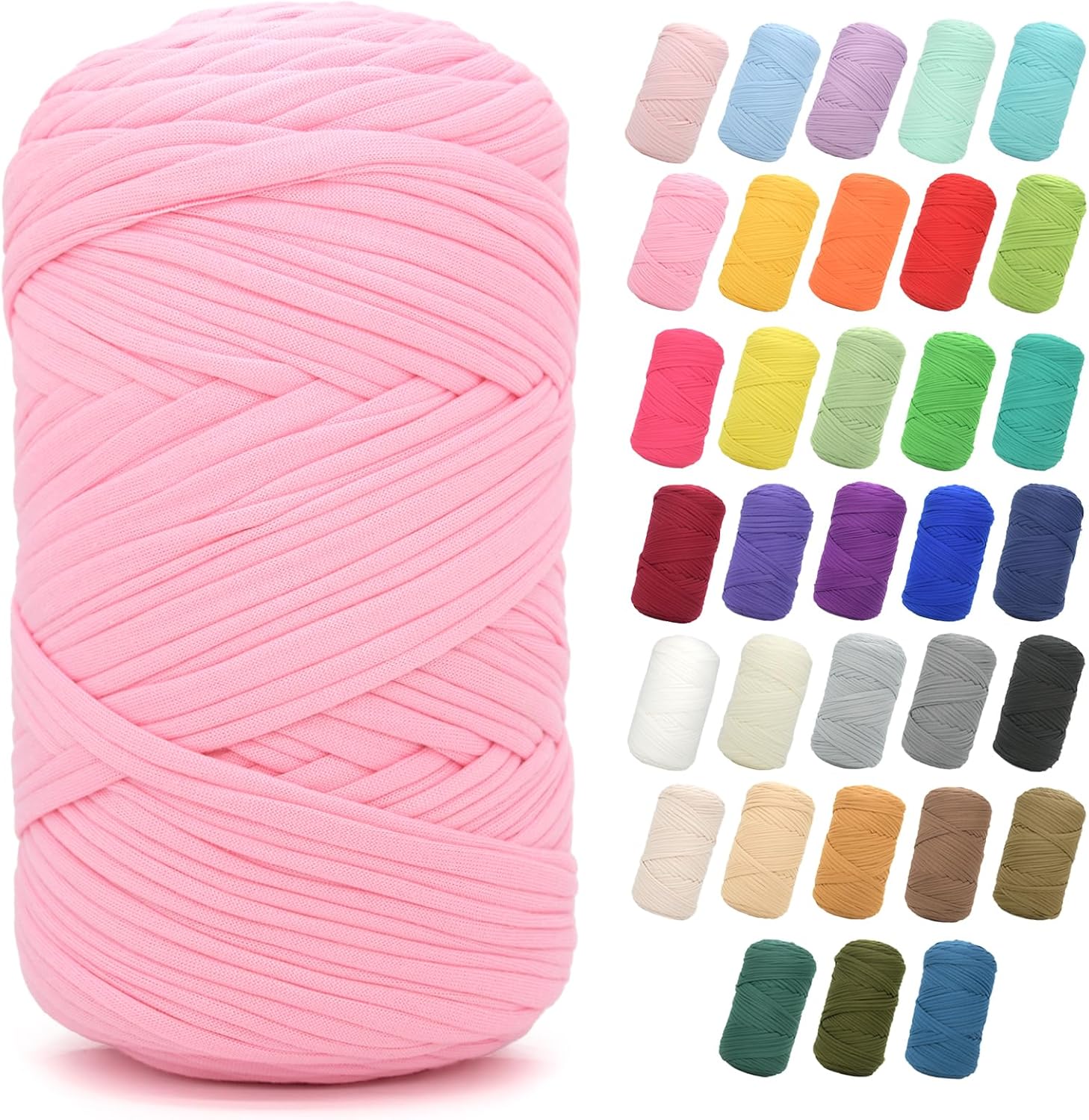 2 * 400G Tshirt Yarn for Crocheting,Light Khaki T Shirt Chunky Elastic Fabric Thick T-Shirt Crochet Yarn for Beginners Crocheting Hand Knitting Bag/Basket/Coasters/DIY Crafts/Home Decor